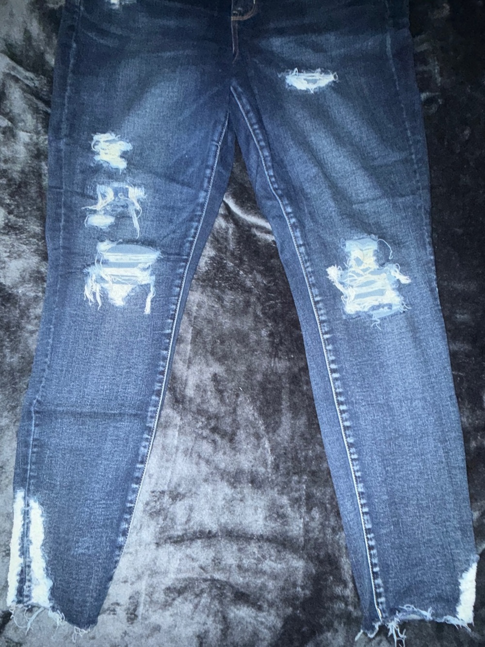 American Eagle Outfitters Dark Blue Ripped Skinny Jeans